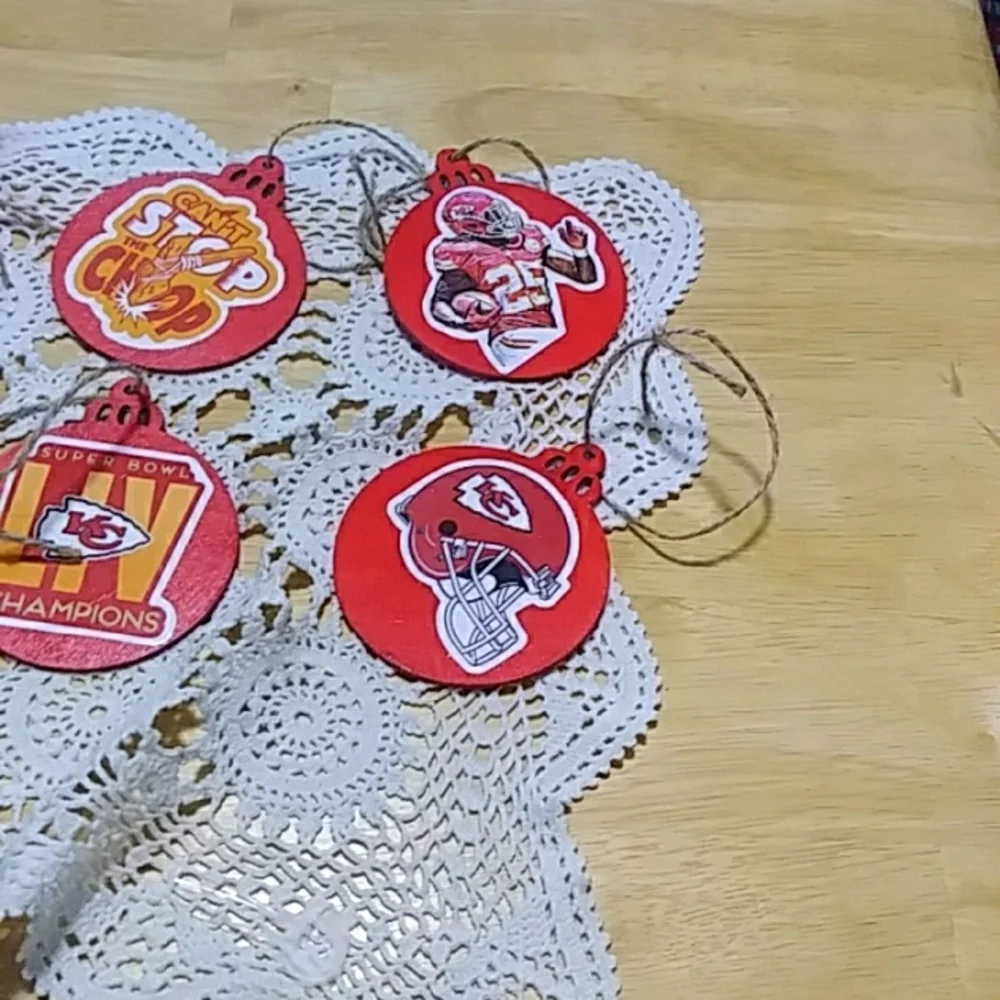 Football 🏈 Theme Hand-Painted, Stickered Christmas Ornaments